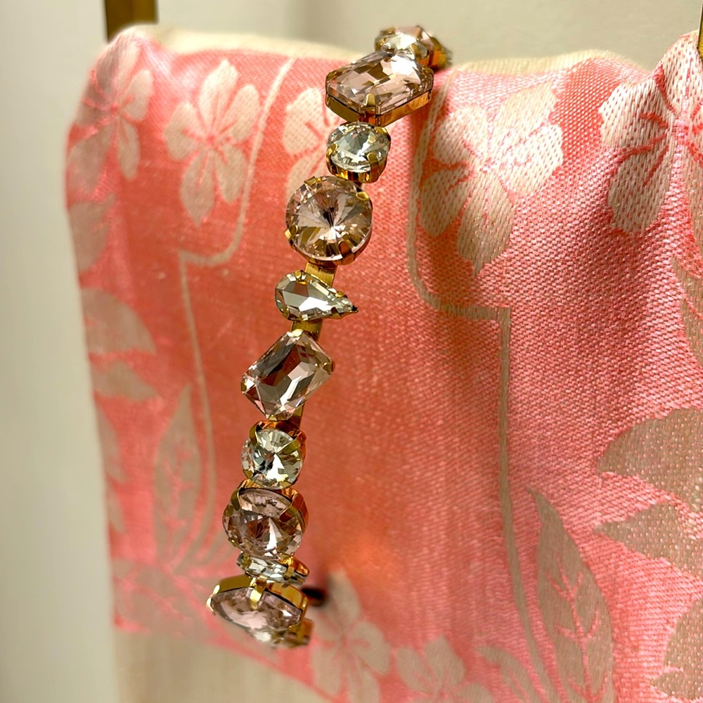 Natalie Mills glamband headband with pink and clear rhinestones NWOT